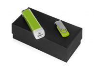 Подарочный набор Flashbank с флешкой и зарядным устройством, зеленый, размер 8Gb