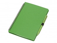 Блокнот А5 «Toledo M» с обложкой из пшеницы и пластика и шариковой ручкой, зеленый, размер A5