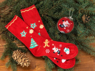 Носки в шаре 'Рождество' женские, красный, размер стопа 21,5-25 см