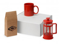 Подарочный набор с чаем, кружкой и френч-прессом «Чаепитие», красный