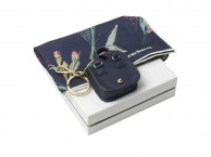 Подарочный набор: шелковый платок, брелок, navy