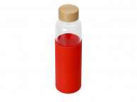 Стеклянная бутылка для воды в силиконовом чехле «Refine», красный