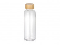 Бутылка из переработанного пластика rPET «Kato Bamboo» с бамбуковой крышкой, 500 мл, прозрачный